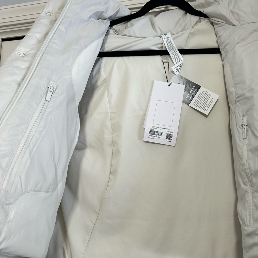 Lululemon Wunder Puff 600-Down-Fill Cropped Vest in Bone Size 8 NWT‎ - Picture 7 of 13